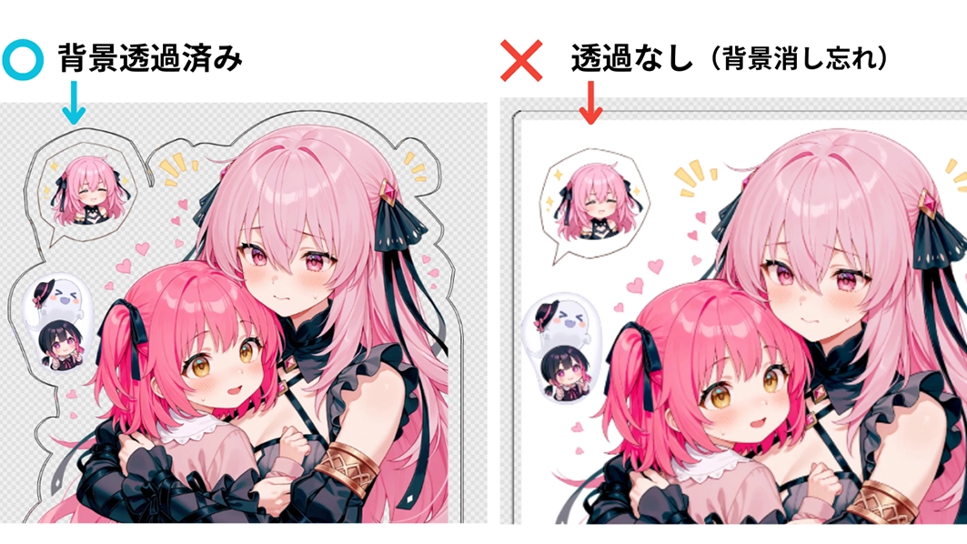 アクスタフリーカット作成時 背景透過のOK例とNG例