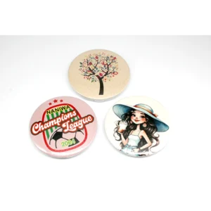 花エンボス　缶バッジ　コンパクトミラー