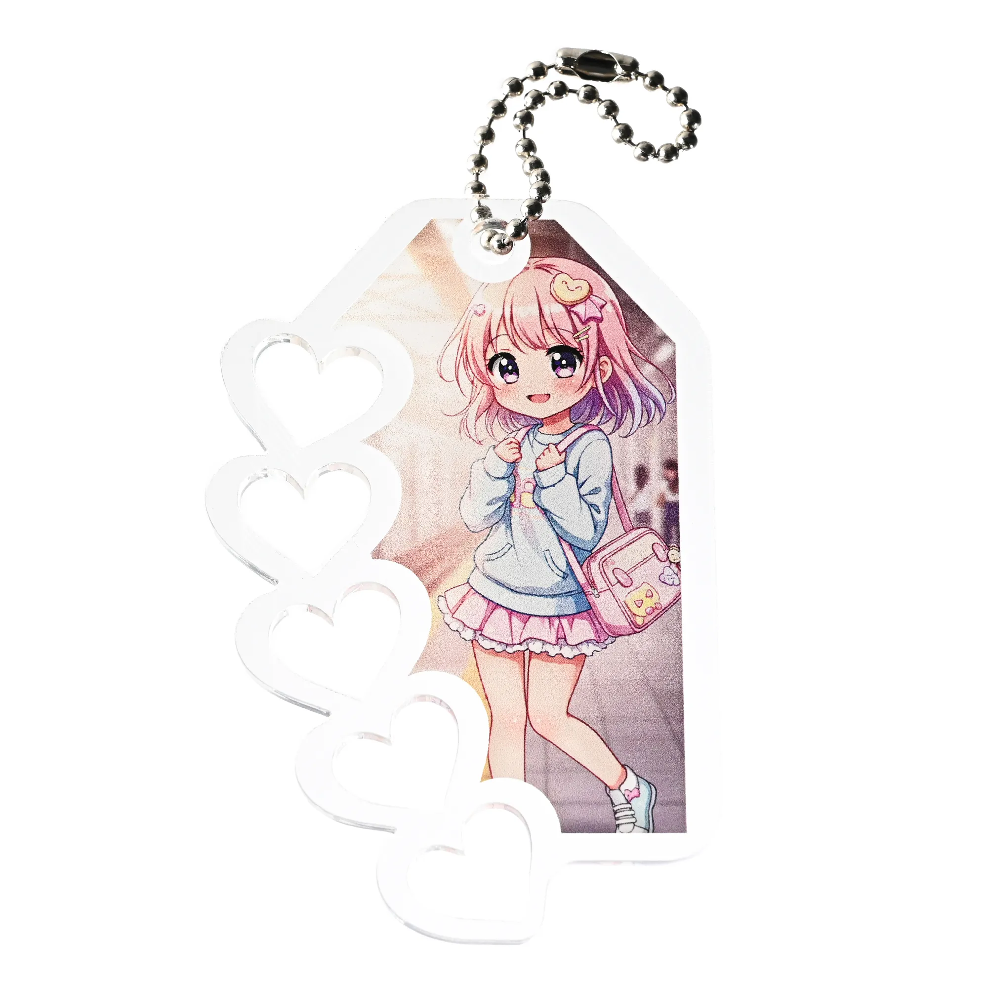 アクリルキーホルダー ハートフレーム 片側