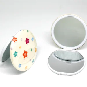 市松エンボス　コンパクトミラー　缶タイプ